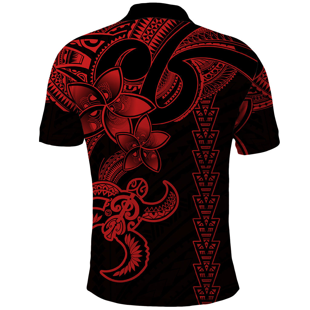 Hawaiian Tribal Polo Shirt Polynesian Kakau Turtle - Red LT9