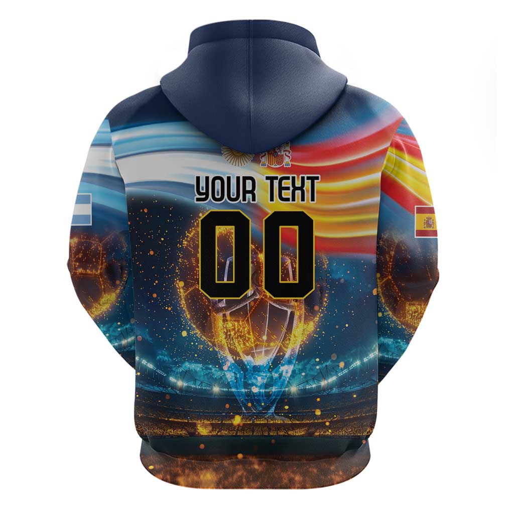 Custom Spain and Argentina Football Hoodie Finalissima Make History Together LT9