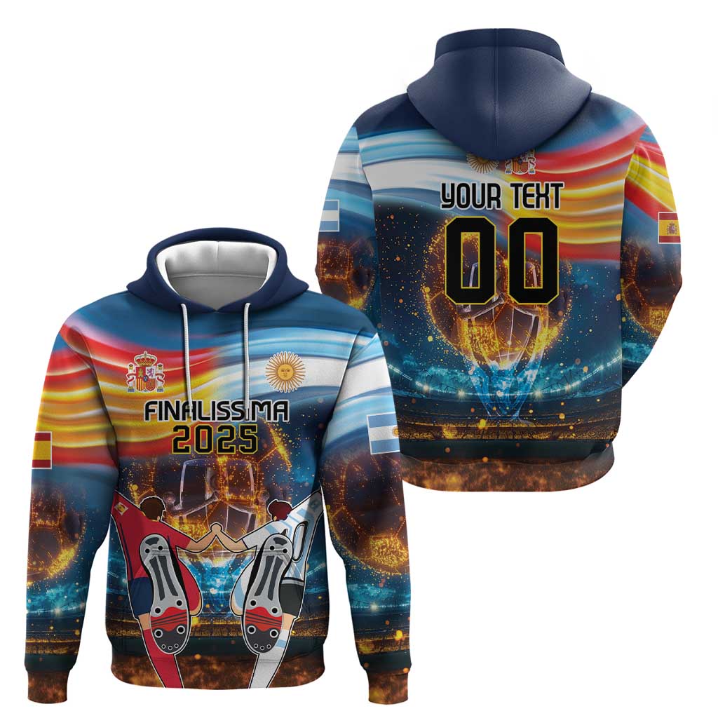 Custom Spain and Argentina Football Hoodie Finalissima Make History Together LT9