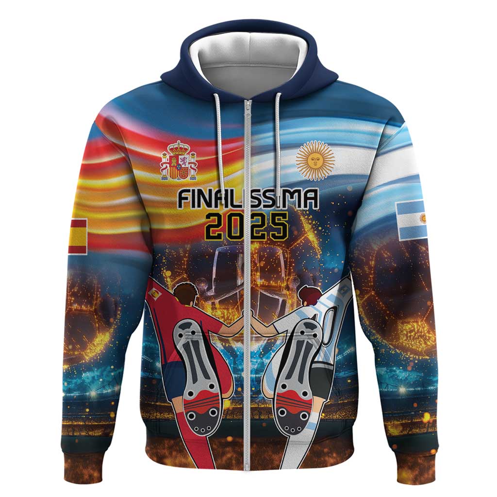 Custom Spain and Argentina Football Hoodie Finalissima Make History Together LT9