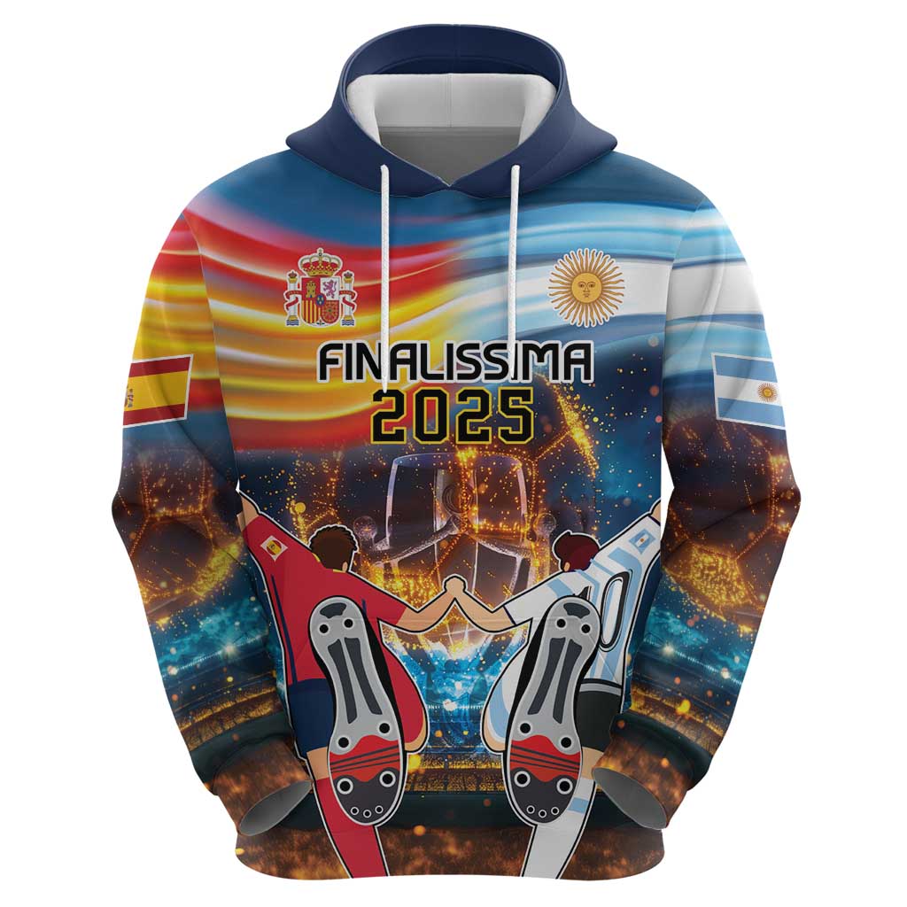 Custom Spain and Argentina Football Hoodie Finalissima Make History Together LT9