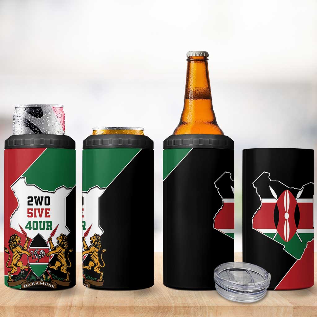 Kenya 254 4 in 1 Can Cooler Tumbler Kenyan Flag Map Double Lion Shield LT9