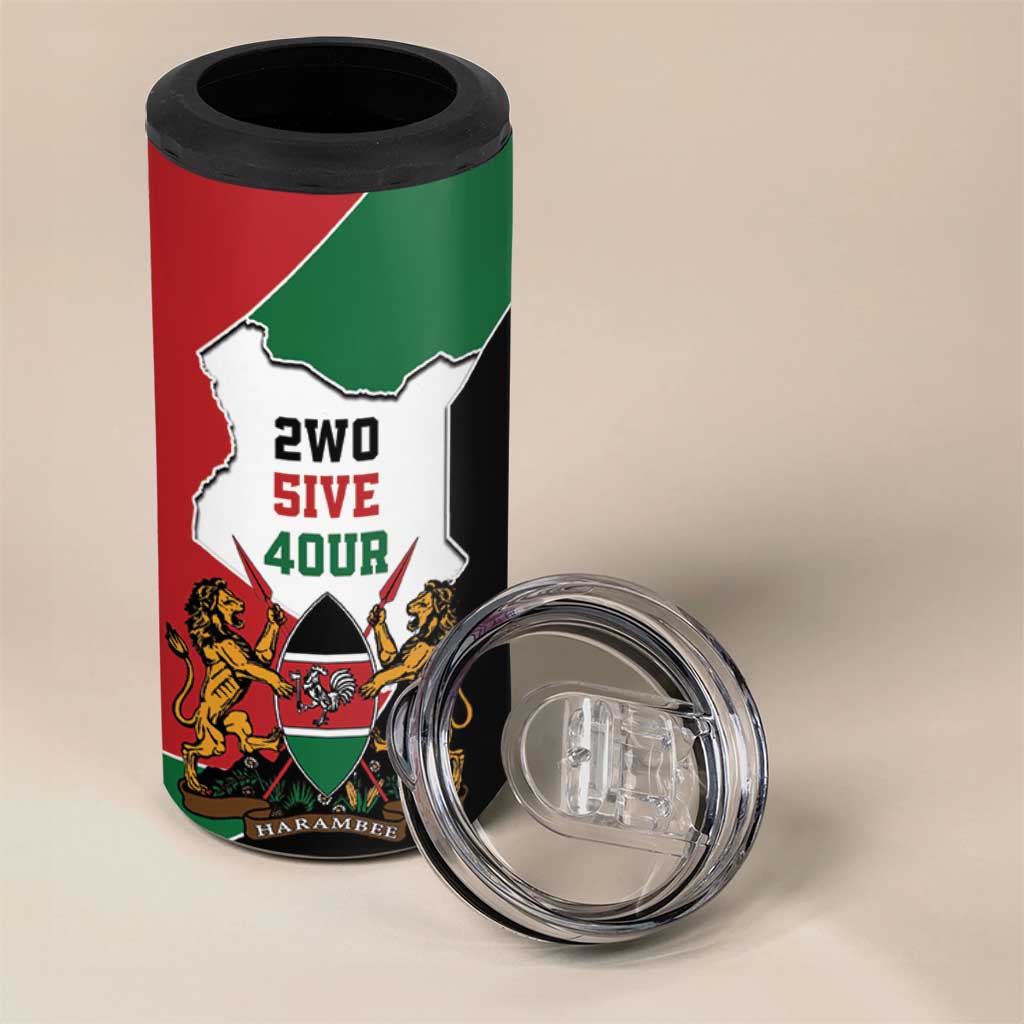 Kenya 254 4 in 1 Can Cooler Tumbler Kenyan Flag Map Double Lion Shield LT9