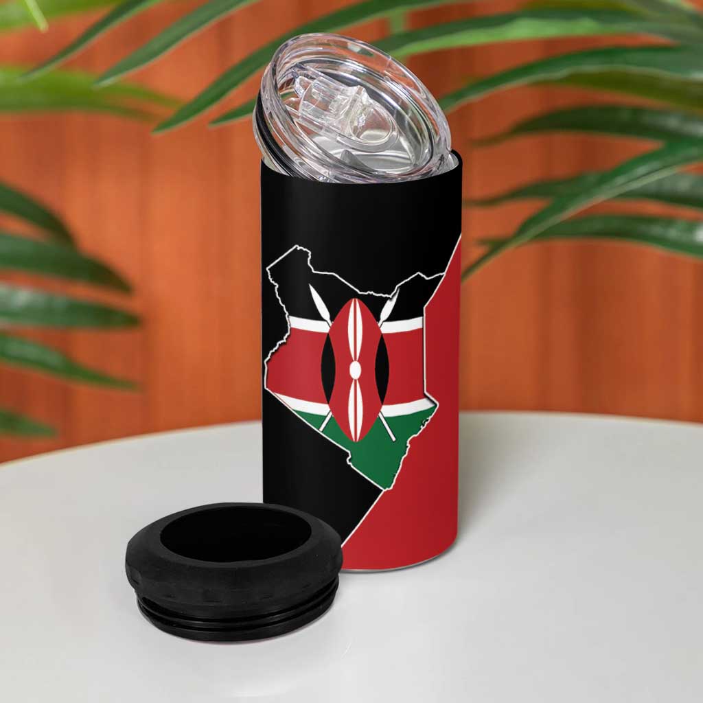Kenya 254 4 in 1 Can Cooler Tumbler Kenyan Flag Map Double Lion Shield LT9