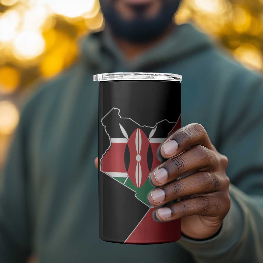 Kenya 254 4 in 1 Can Cooler Tumbler Kenyan Flag Map Double Lion Shield LT9