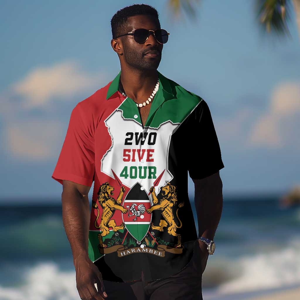 Kenya 254 Hawaiian Shirt Kenyan Flag Map Double Lion Shield LT9