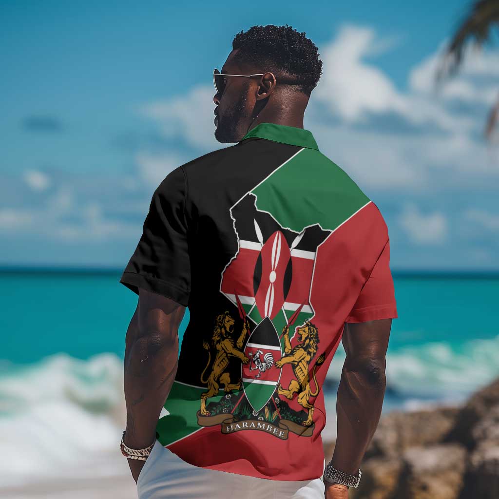 Kenya 254 Hawaiian Shirt Kenyan Flag Map Double Lion Shield LT9