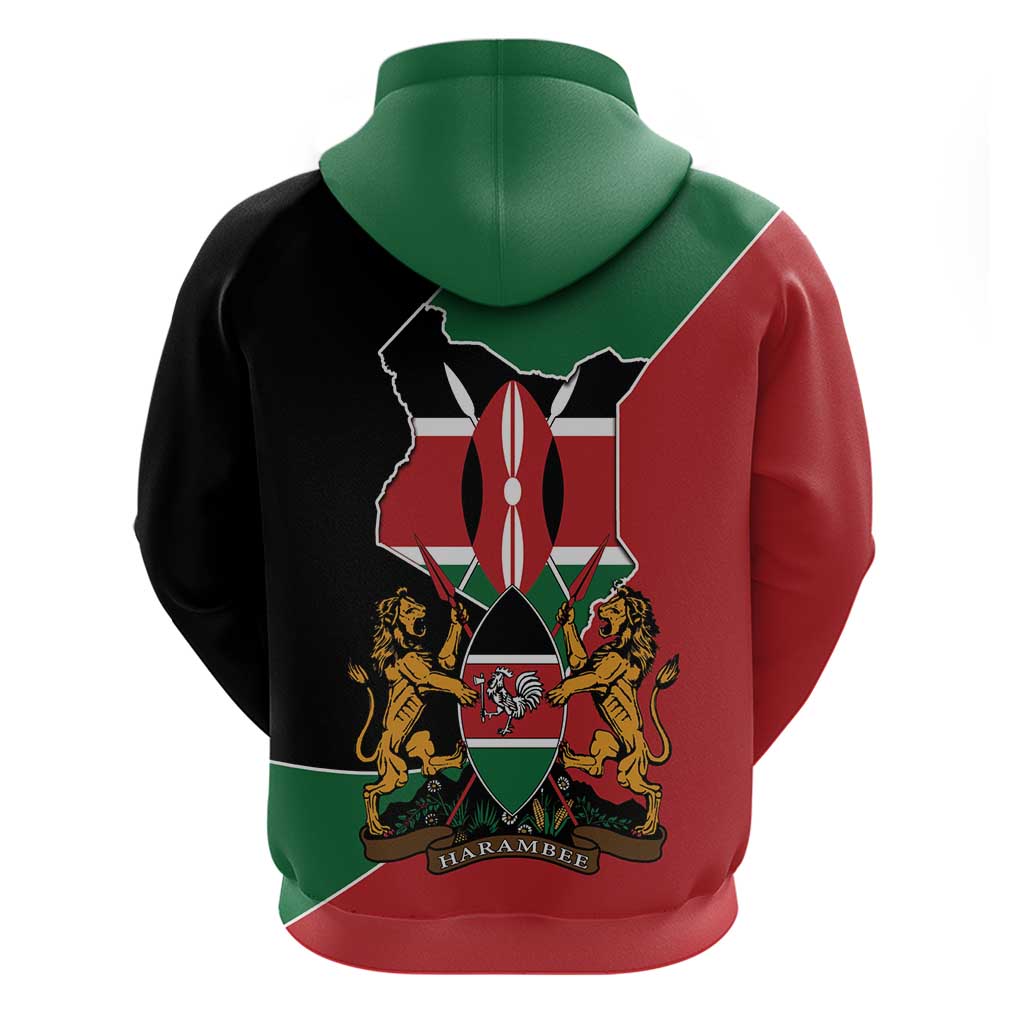 Kenya 254 Hoodie Kenyan Flag Map Double Lion Shield LT9