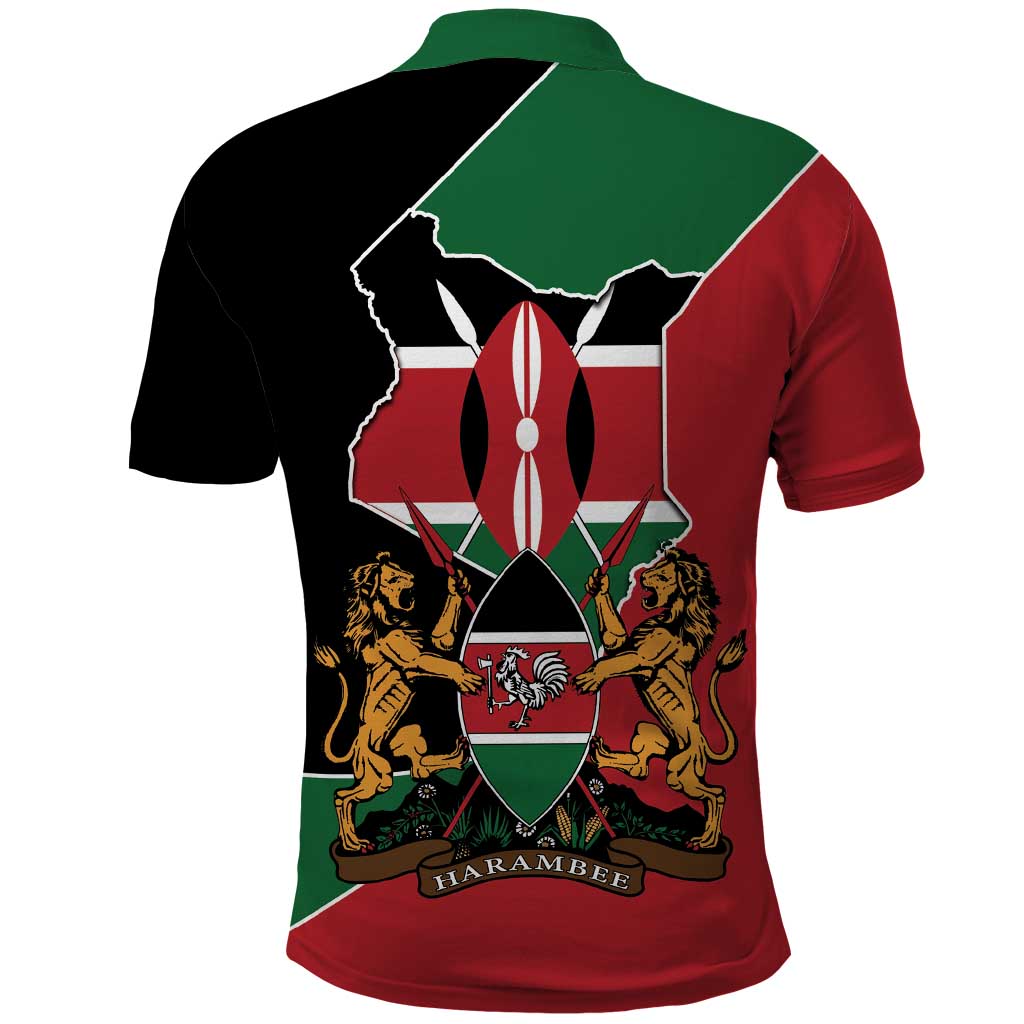 Kenya 254 Polo Shirt Kenyan Flag Map Double Lion Shield LT9