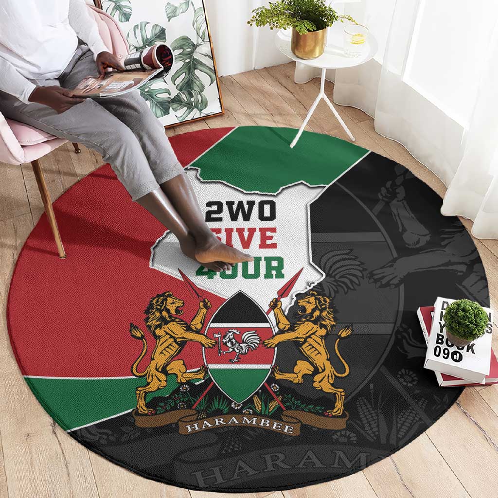 Kenya 254 Round Carpet Kenyan Flag Map Double Lion Shield LT9