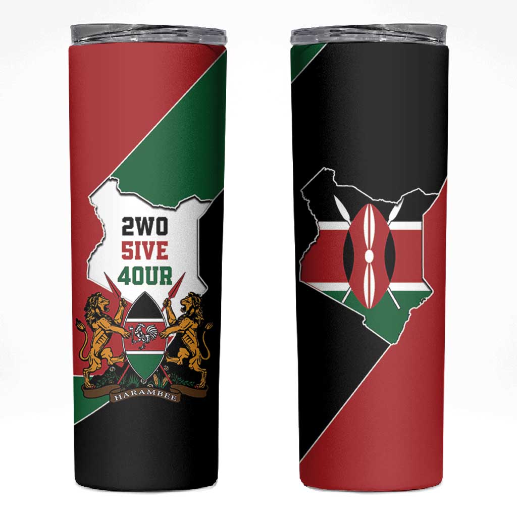 Kenya 254 Skinny Tumbler Kenyan Flag Map Double Lion Shield LT9