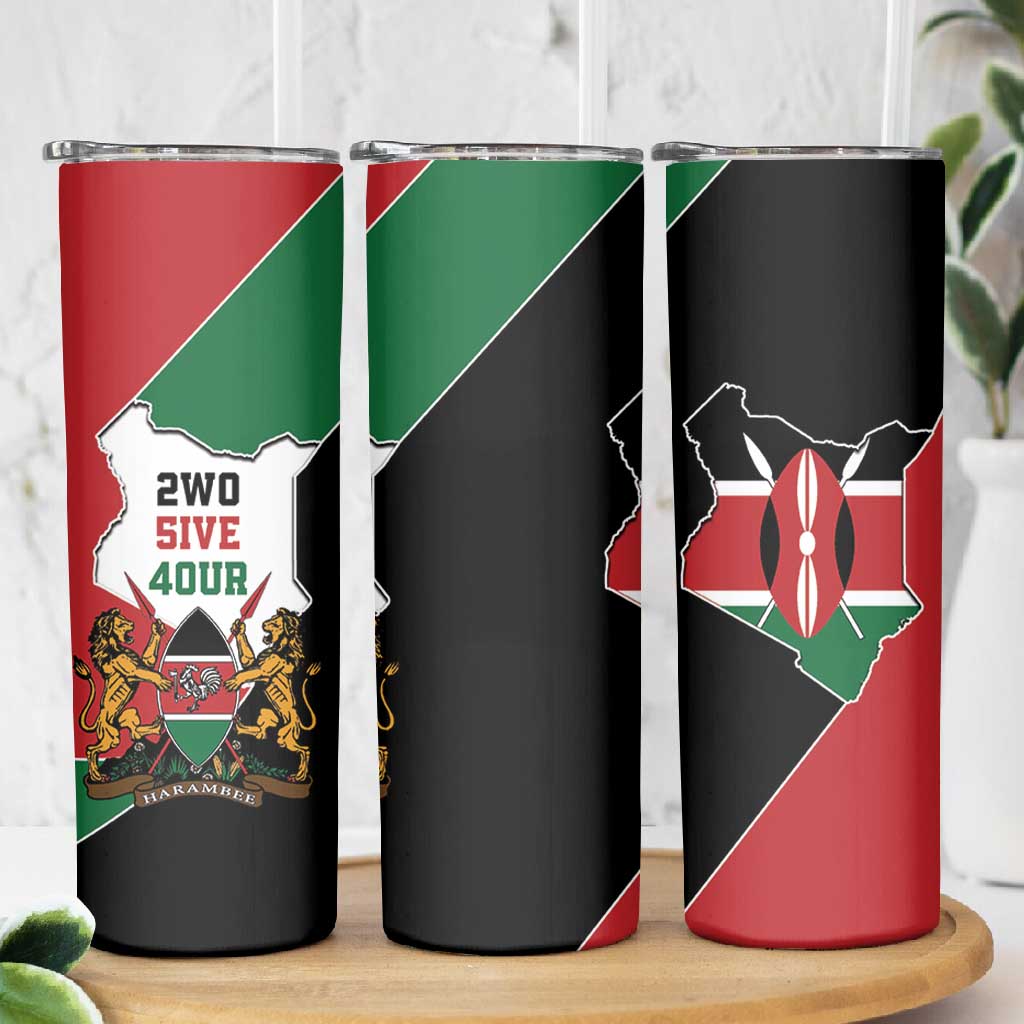 Kenya 254 Skinny Tumbler Kenyan Flag Map Double Lion Shield LT9
