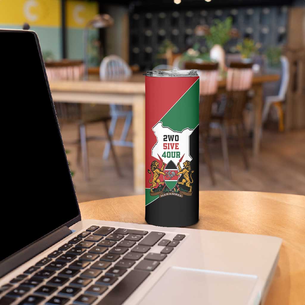 Kenya 254 Skinny Tumbler Kenyan Flag Map Double Lion Shield LT9
