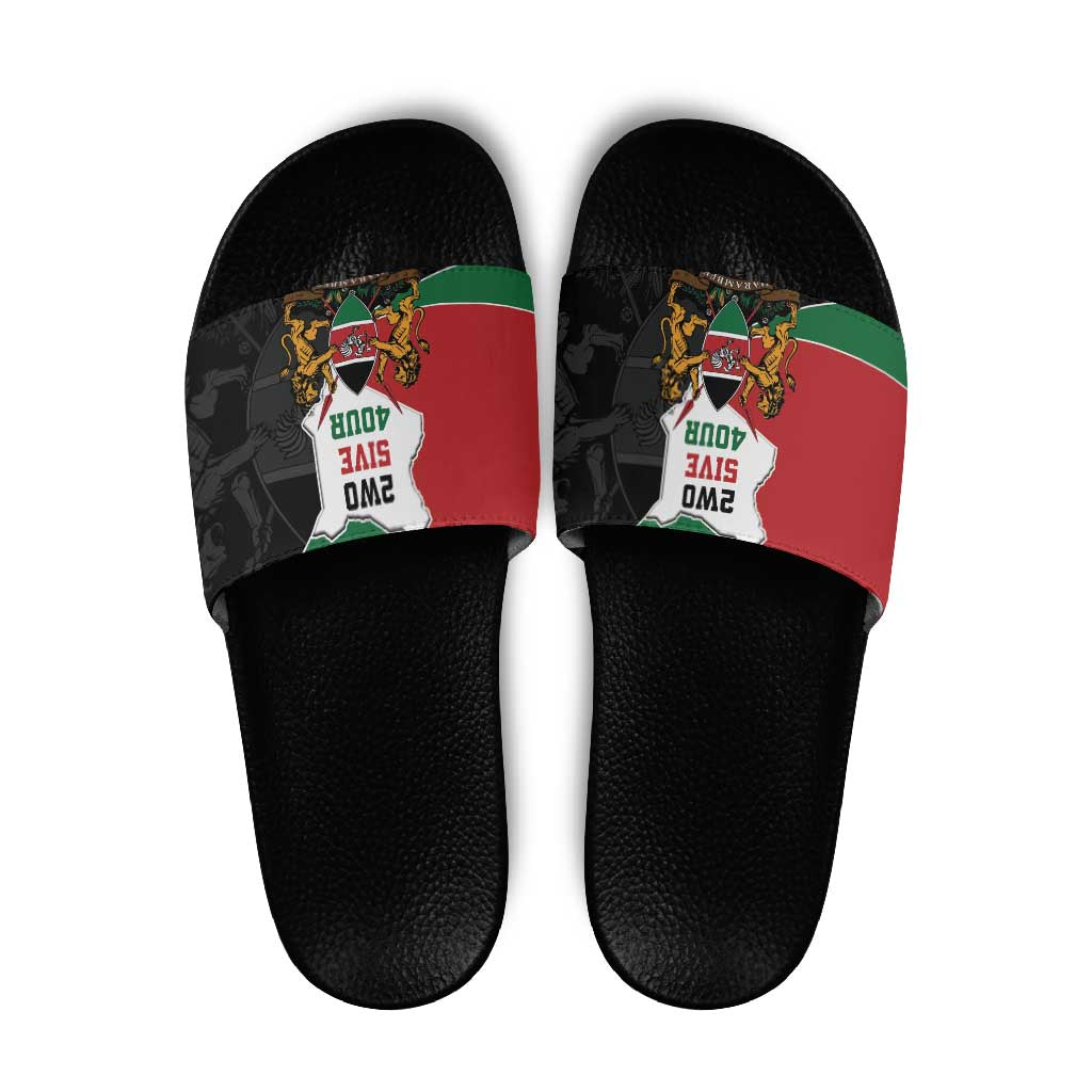 Kenya 254 Slide Sandals Kenyan Flag Map Double Lion Shield LT9