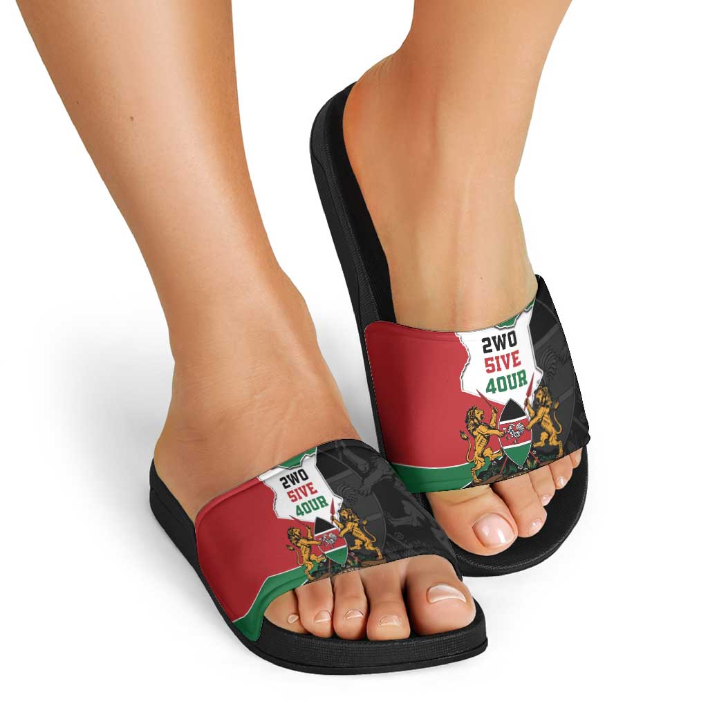 Kenya 254 Slide Sandals Kenyan Flag Map Double Lion Shield LT9
