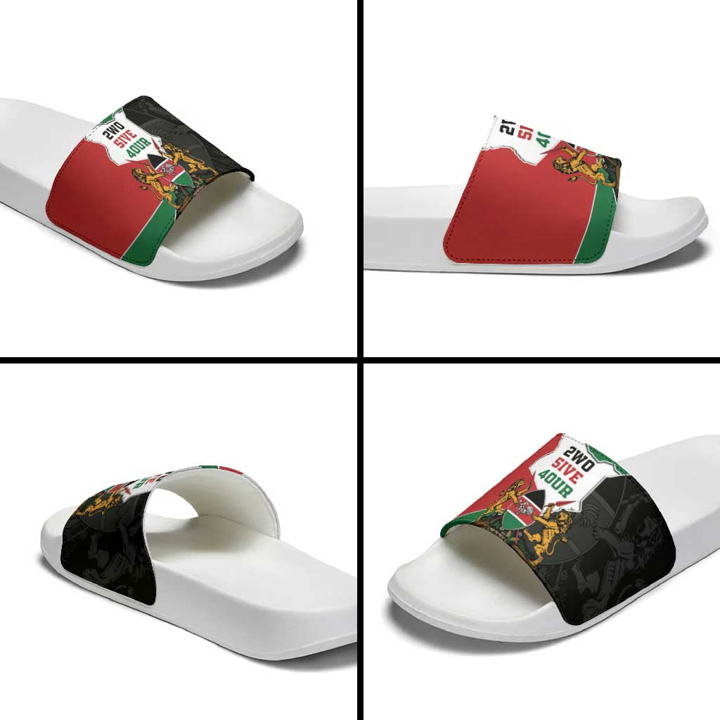 Kenya 254 Slide Sandals Kenyan Flag Map Double Lion Shield LT9