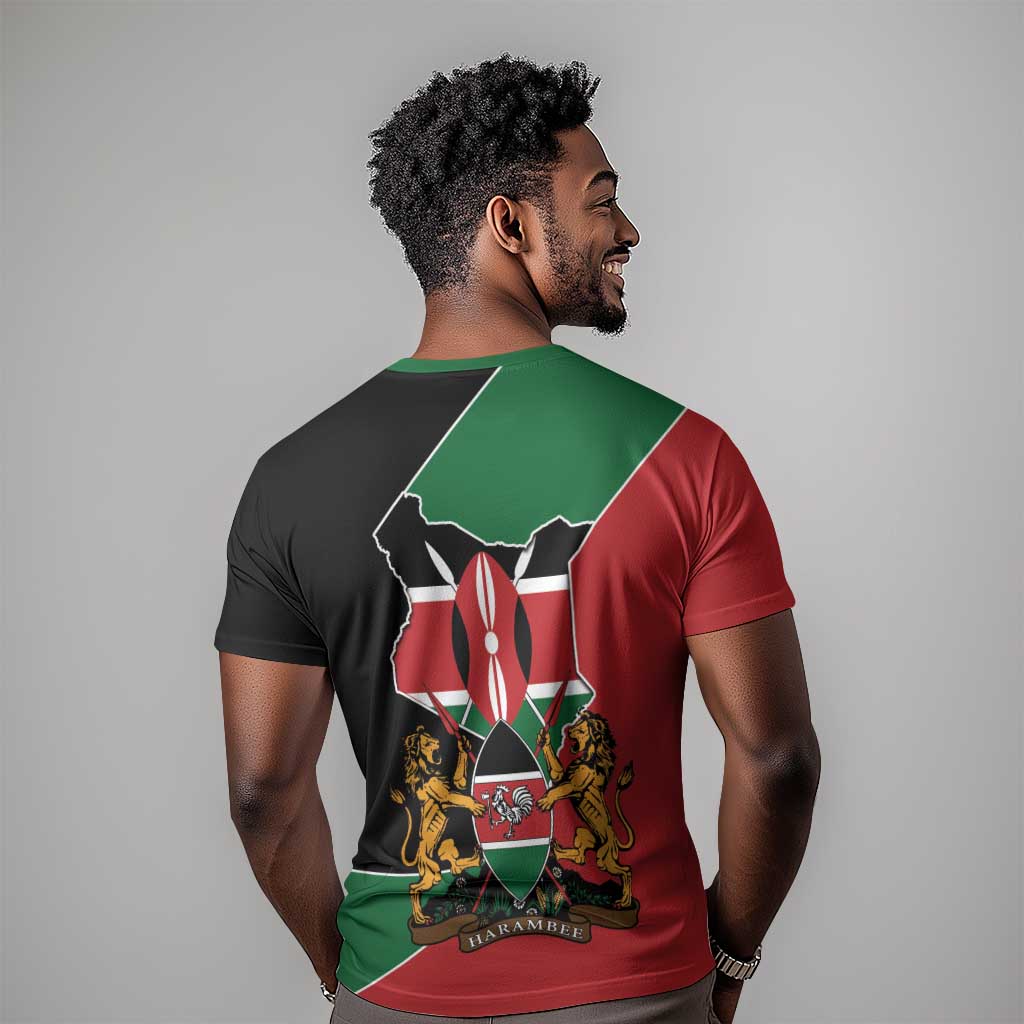 Kenya 254 T shirt Kenyan Flag Map Double Lion Shield LT9