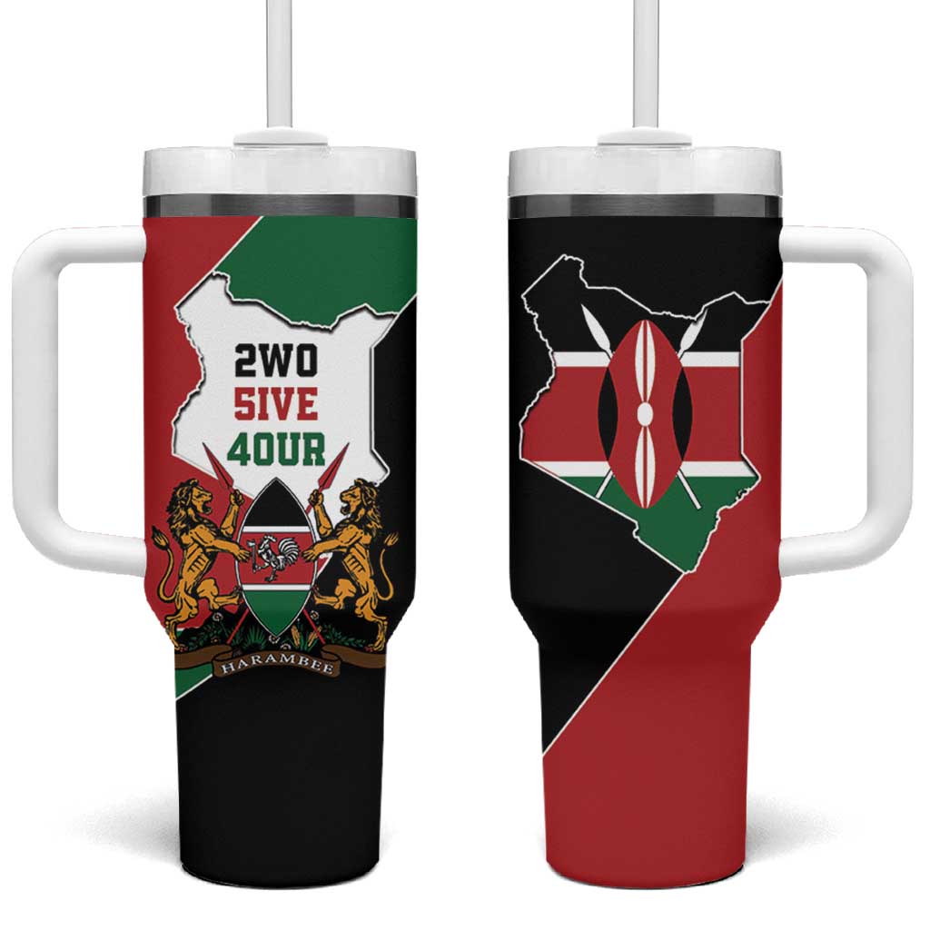 Kenya 254 Tumbler With Handle Kenyan Flag Map Double Lion Shield LT9