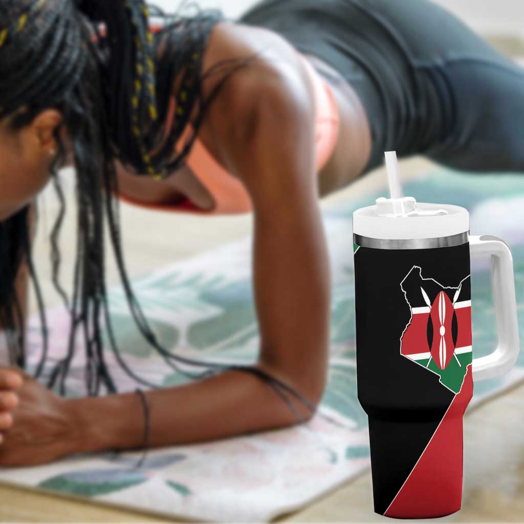 Kenya 254 Tumbler With Handle Kenyan Flag Map Double Lion Shield LT9