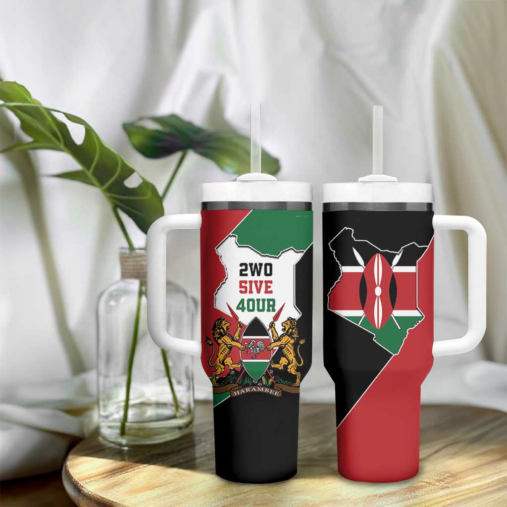 Kenya 254 Tumbler With Handle Kenyan Flag Map Double Lion Shield LT9