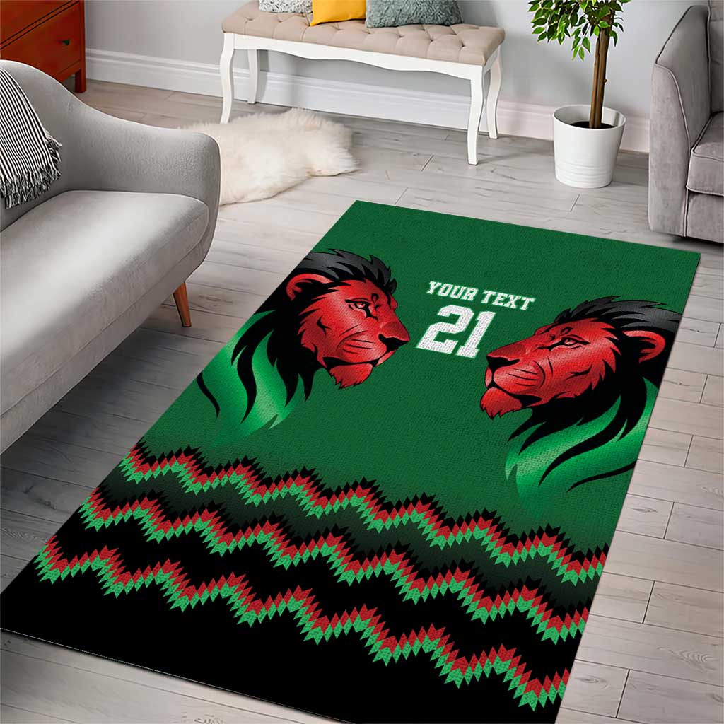 Custom Cricket Africa Kenya Area Rug Green Lion Head with Kenyan Pattern LT9