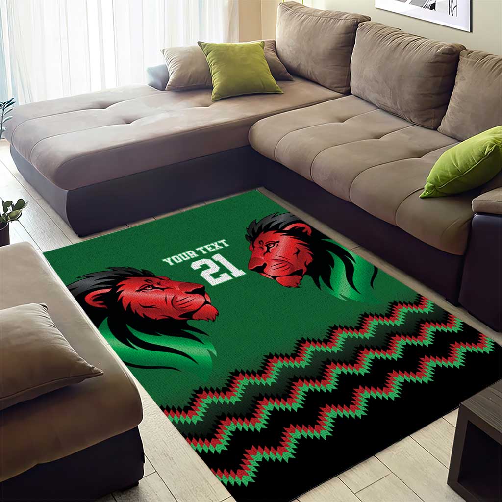 Custom Cricket Africa Kenya Area Rug Green Lion Head with Kenyan Pattern LT9
