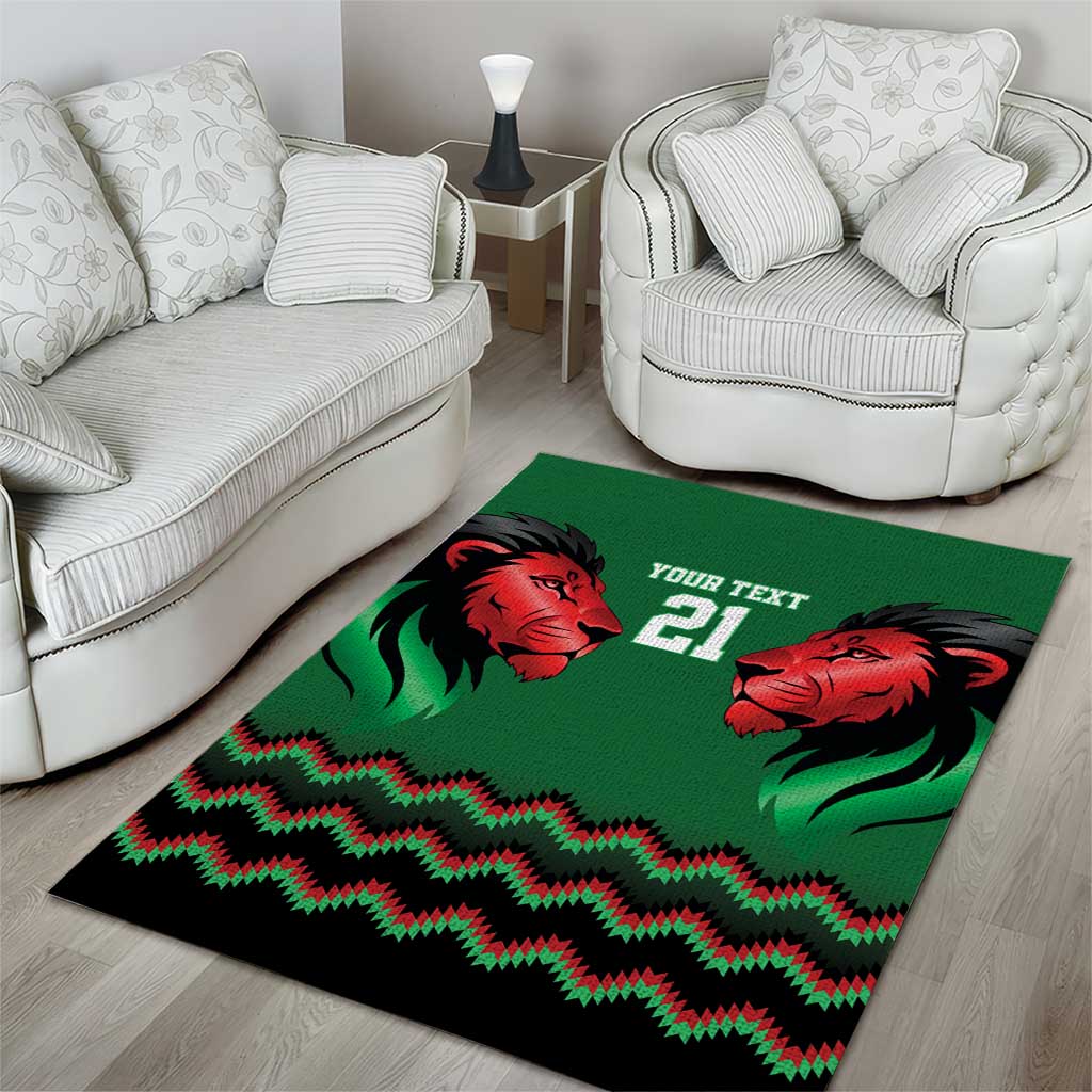 Custom Cricket Africa Kenya Area Rug Green Lion Head with Kenyan Pattern LT9