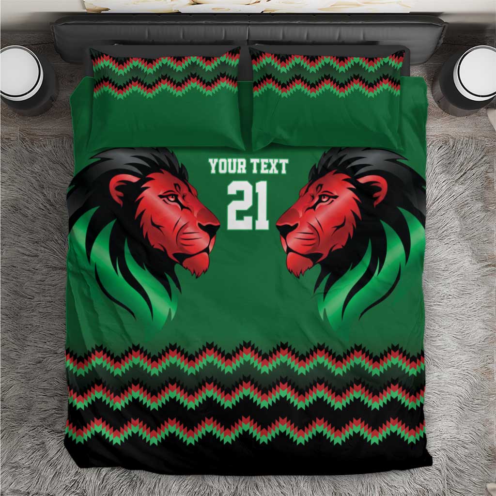 Custom Cricket Africa Kenya Bedding Set Green Lion Head with Kenyan Pattern LT9