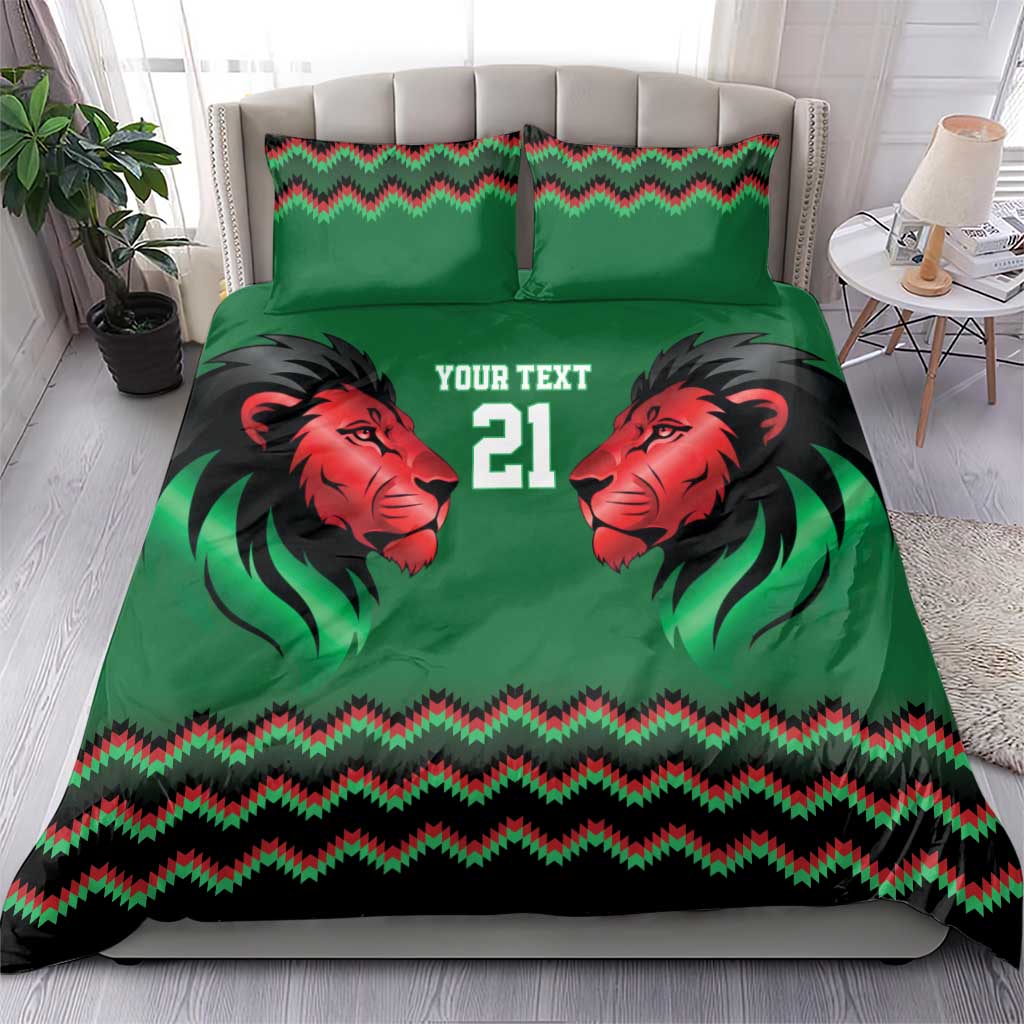 Custom Cricket Africa Kenya Bedding Set Green Lion Head with Kenyan Pattern LT9
