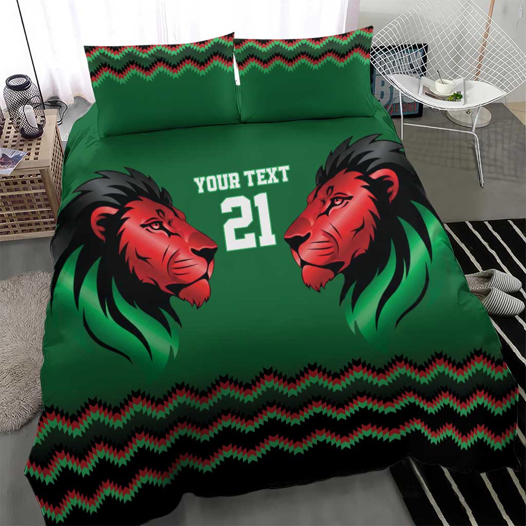 Custom Cricket Africa Kenya Bedding Set Green Lion Head with Kenyan Pattern LT9