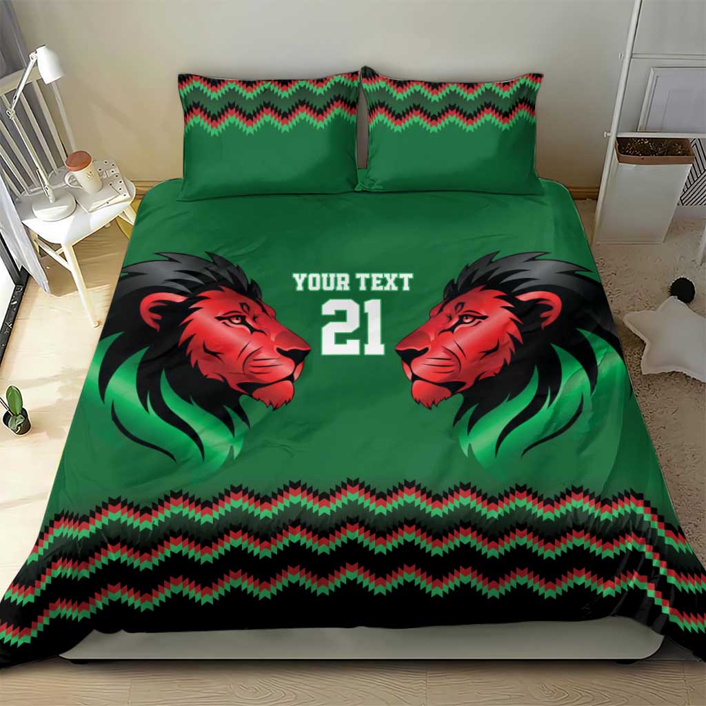 Custom Cricket Africa Kenya Bedding Set Green Lion Head with Kenyan Pattern LT9