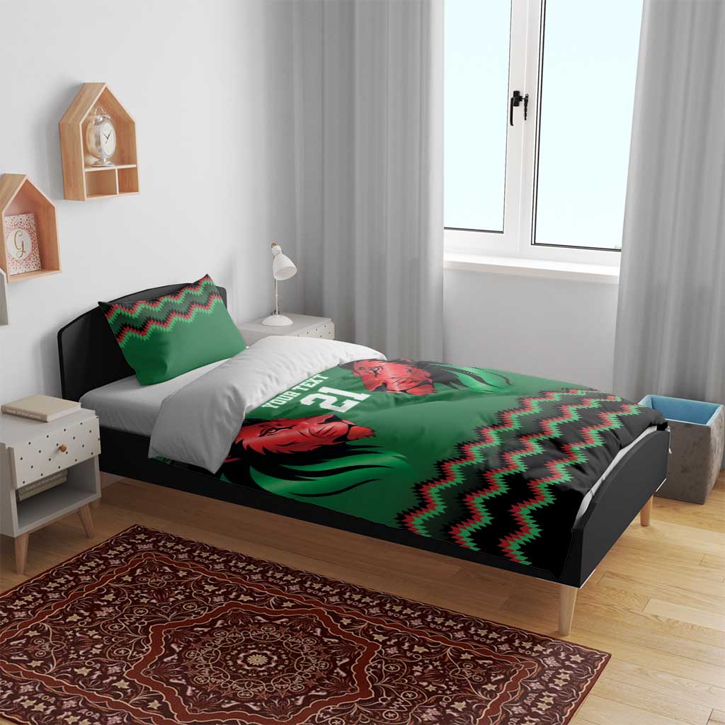 Custom Cricket Africa Kenya Bedding Set Green Lion Head with Kenyan Pattern LT9