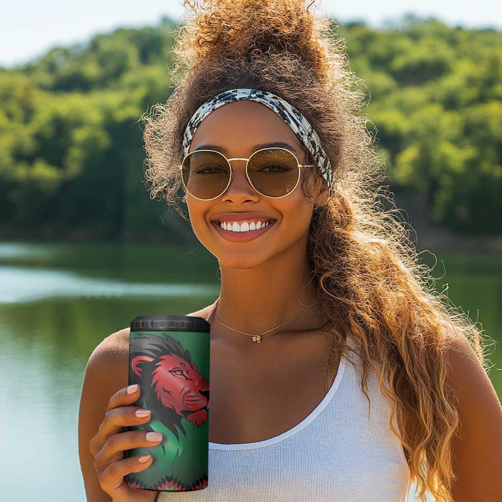 Custom Cricket Africa Kenya 4 in 1 Can Cooler Tumbler Green Lion Head with Kenyan Pattern LT9