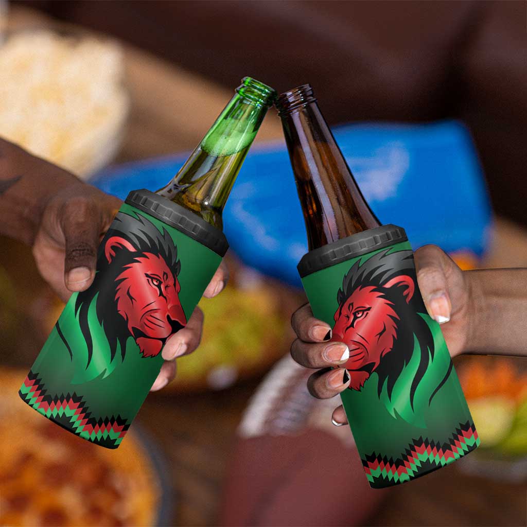Custom Cricket Africa Kenya 4 in 1 Can Cooler Tumbler Green Lion Head with Kenyan Pattern LT9