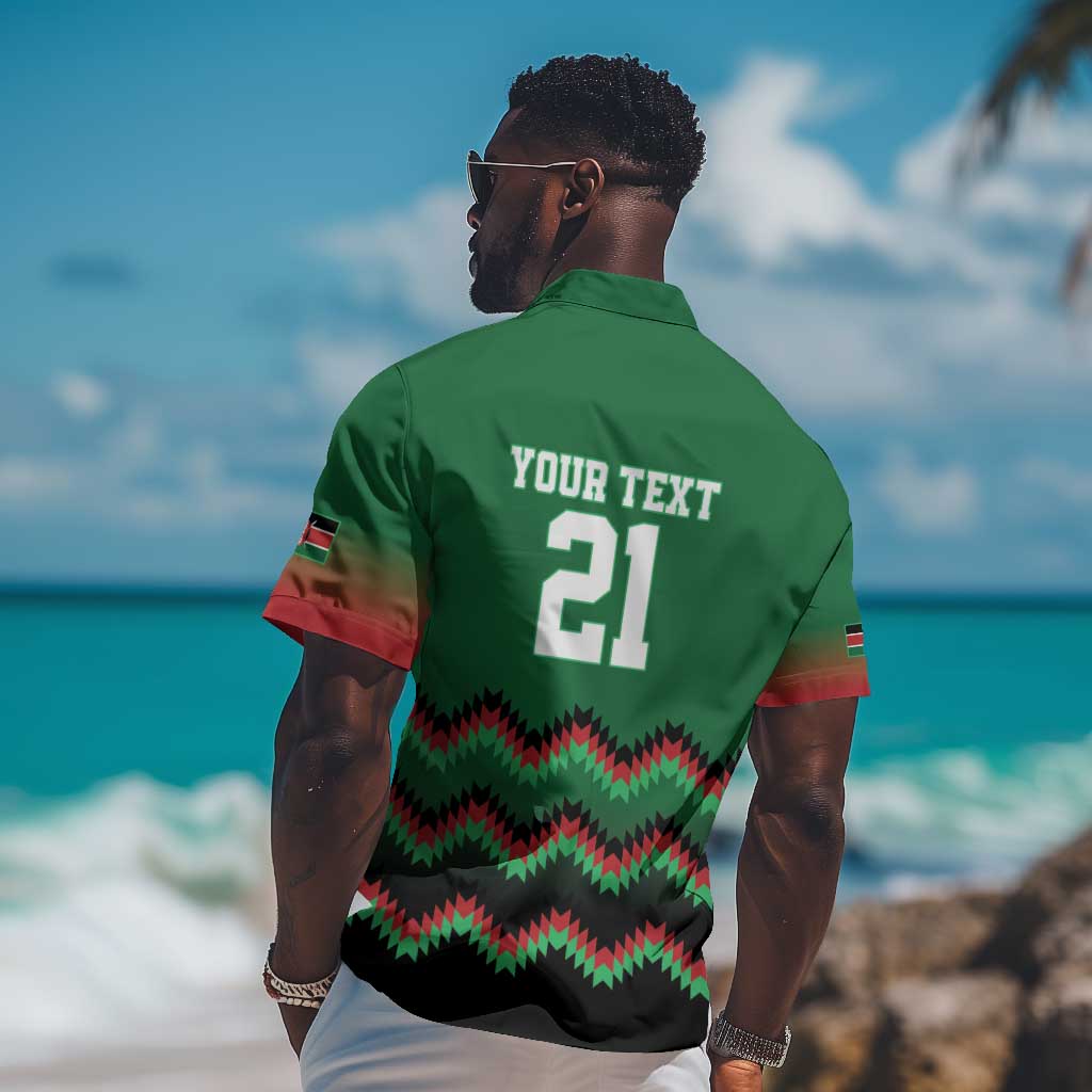 Custom Cricket Africa Kenya Hawaiian Shirt Green Lion Head with Kenyan Pattern LT9