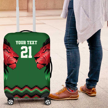 Kenya Cricket Custom Luggage Cover Green Lion Head with Kenyan Pattern LT9