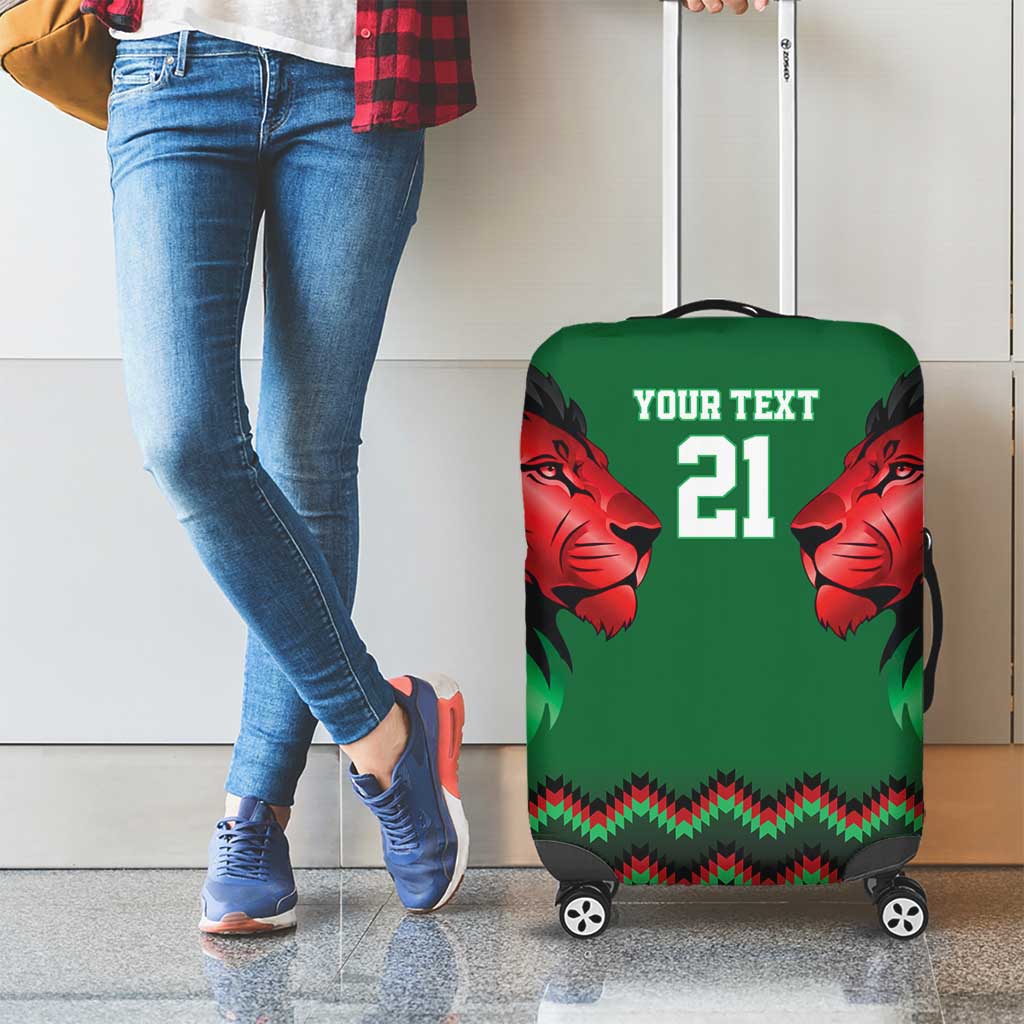 Kenya Cricket Custom Luggage Cover Green Lion Head with Kenyan Pattern LT9