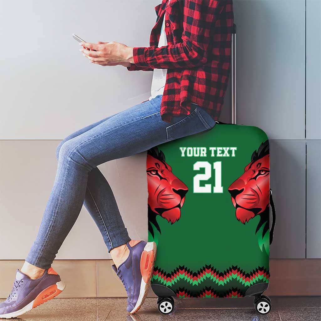 Kenya Cricket Custom Luggage Cover Green Lion Head with Kenyan Pattern LT9