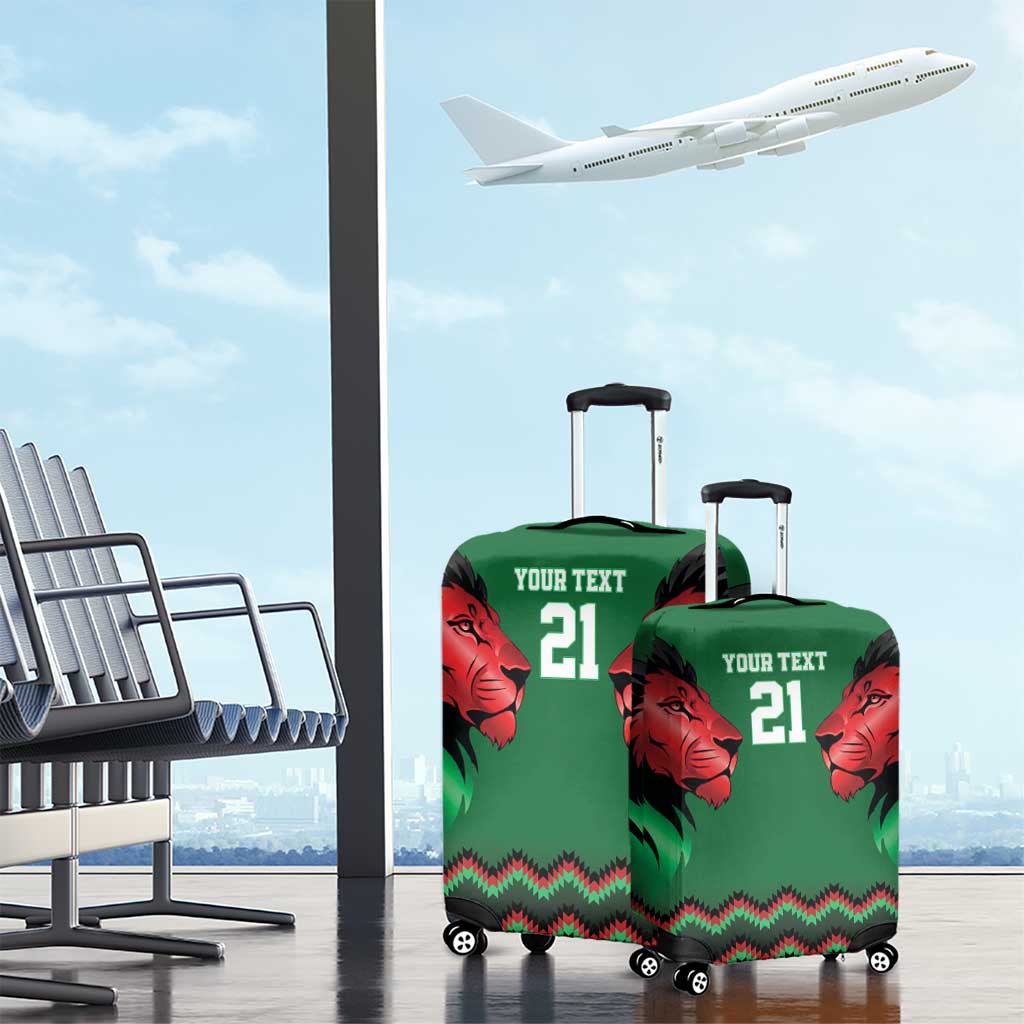 Kenya Cricket Custom Luggage Cover Green Lion Head with Kenyan Pattern LT9