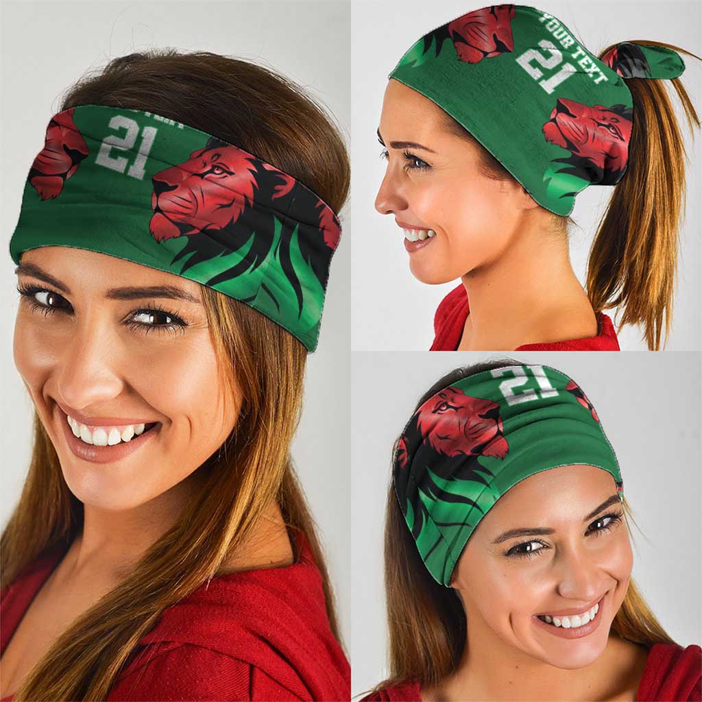 Kenya Cricket Custom Neck Gaiter Green Lion Head with Kenyan Pattern LT9