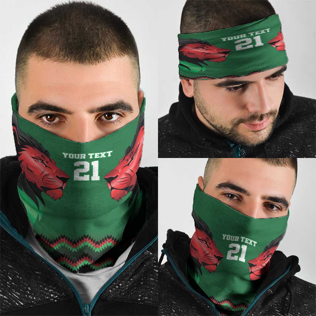 Kenya Cricket Custom Neck Gaiter Green Lion Head with Kenyan Pattern LT9