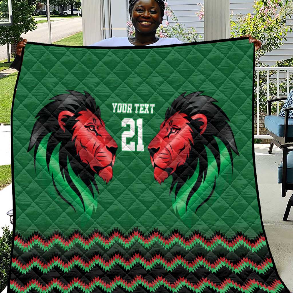 Custom Cricket Africa Kenya Quilt Green Lion Head with Kenyan Pattern LT9
