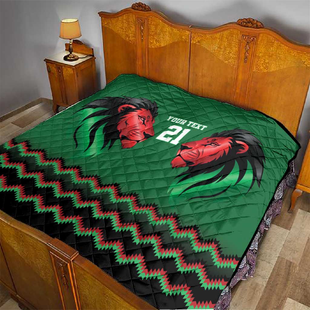 Custom Cricket Africa Kenya Quilt Green Lion Head with Kenyan Pattern LT9