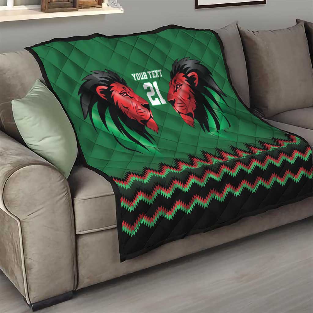 Custom Cricket Africa Kenya Quilt Green Lion Head with Kenyan Pattern LT9