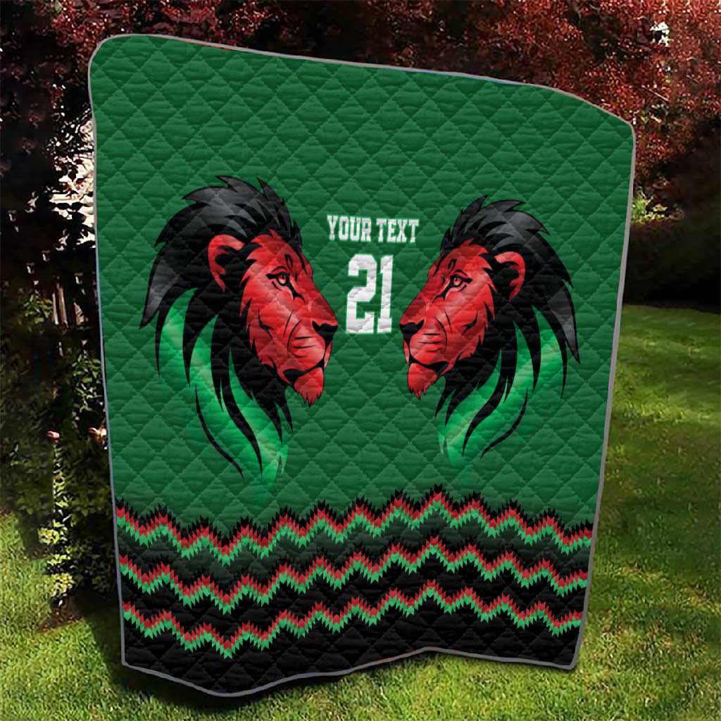 Custom Cricket Africa Kenya Quilt Green Lion Head with Kenyan Pattern LT9