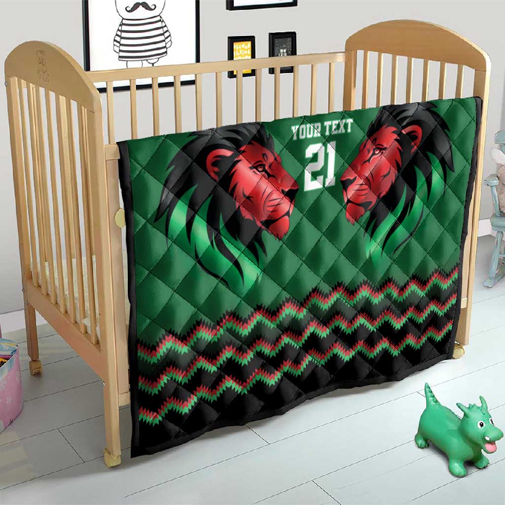 Custom Cricket Africa Kenya Quilt Green Lion Head with Kenyan Pattern LT9