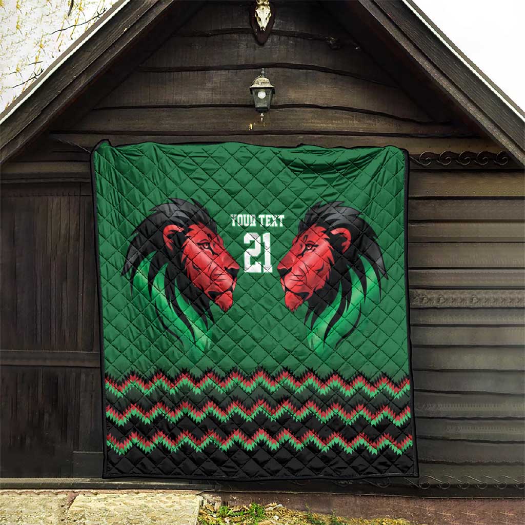 Custom Cricket Africa Kenya Quilt Green Lion Head with Kenyan Pattern LT9