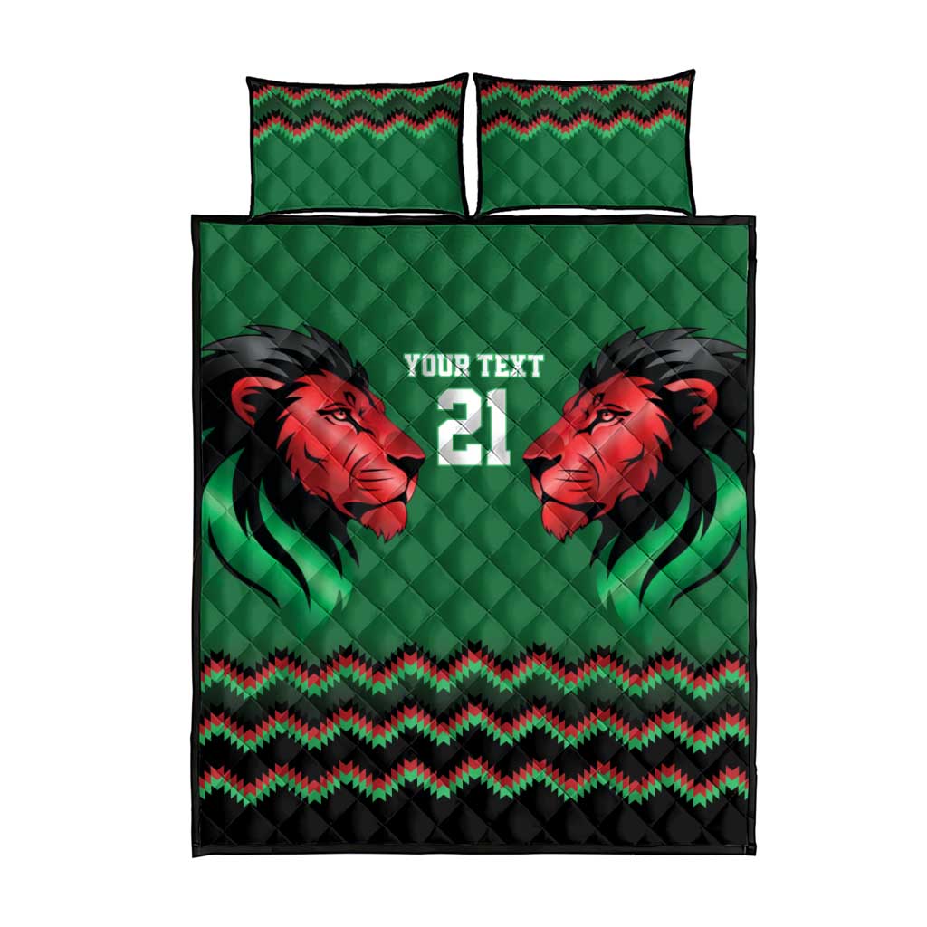Custom Cricket Africa Kenya Quilt Bed Set Green Lion Head with Kenyan Pattern LT9