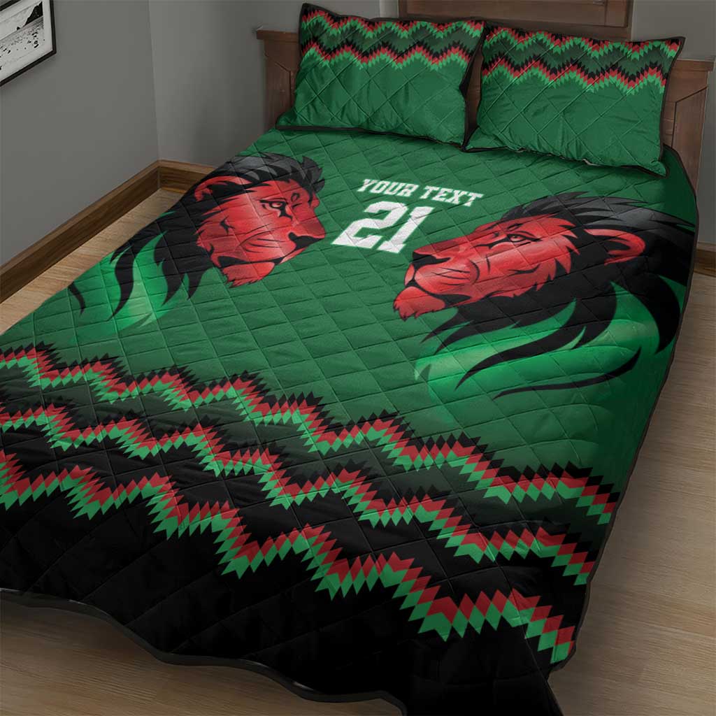 Custom Cricket Africa Kenya Quilt Bed Set Green Lion Head with Kenyan Pattern LT9