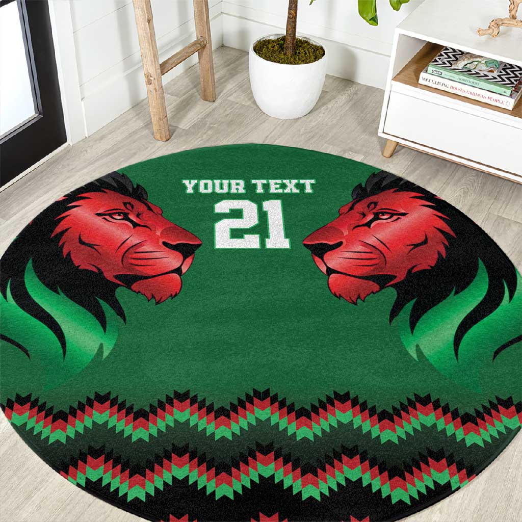 Custom Cricket Africa Kenya Round Carpet Green Lion Head with Kenyan Pattern LT9